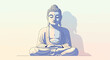 © bunga - Serene Buddha statue in meditation pose against a soft, gradient sky