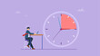 © Saklarboy - Business person, worker or manager employee trying to get job done in due time, overwork. Business deadline overtime crunch stress concept, flat vector illustration.