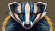 © williamnoah - Very beautiful close-up colored pencil sketch of a badger, featuring detailed fur texture, natural tones, expressive eyes, and realistic wildlife illustration style on clean background.