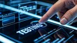 © Haseeb - Software testing interface on touchscreen with finger selecting testing option