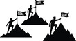 © Josna - Black silhouette of person reaching goal flag on mountain