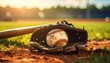 © Matthew - A baseball resting in a glove on a sunlit field, with a bat nearby, capturing a serene moment