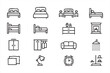 © MD.sahadat - Bedroom amenities thin line icon pack for real estate listings
