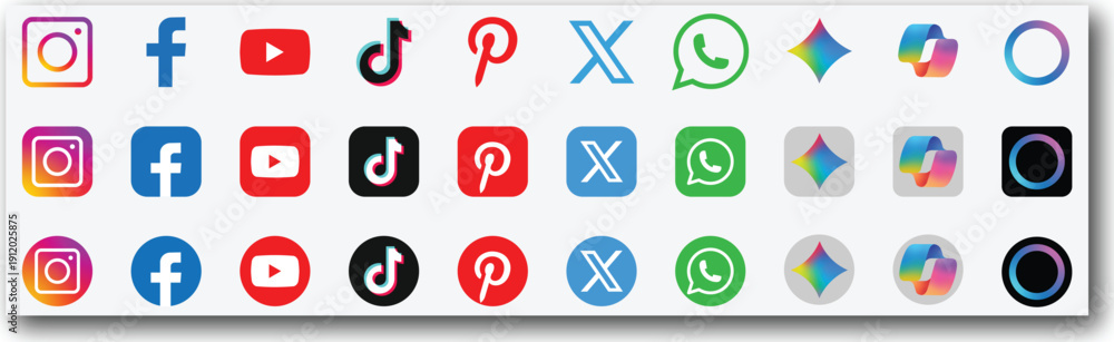 New updated social media icons set. facebook, instagram, slack ...