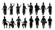 © farhan - Silhouettes of traditional dancers and musicians in various poses.