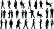 © Itz Pro - Corporate Business People Silhouettes Set, Professional Office Workers with Laptop and Briefcase Vector