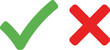 © MD. ABDUL BATEN - Green check mark symbol and red cross symbol on white background correct