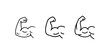 © MstPoliAkther - Muscular arm line icon set collection of bicep flex symbols representing strength power fitness bodybuilding workout health and athletic body development