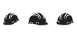 © Iqbal - Three black hard hats essential worker safety equipment symbolizing construction industry engineering protection Vital