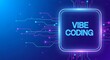 © ruzina - Neon lit vibe coding circuit board with glowing lines and dots on blue background