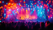 © Julia Zarubina - Open air summer music festival at night, blurred bokeh background, lights, concert, stage, music, party, fun, freedom, defocused backdrop