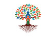 © belal - family tree icon with colorful leaves and roots