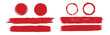 © ALIJABAH - Straight red ink vector lines pack. Bloody color long and round hand-drawn brushstroke text highlights  frames  circles. Asian calligraphy brushstroke set. eps 10
