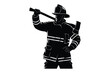 © Sadek - Firefighter Silhouette with Axe and Helmet