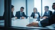 © Pixel Spark - Business colleagues in boardroom meeting seen through glass