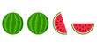 © Kabita - Illustration of whole and sliced watermelons with green rinds and red flesh