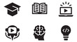 © MDABDUR - Electronic learning icons including coding bulb and brain development for modern schooling