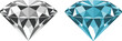 © israena - Realistic Diamond & Blue Gemstone Vector Illustration Luxury Faceted Crystals