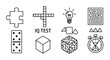 © milenialdesastudio - Set of IQ test and brain training line icons.