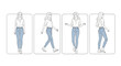 © Ziki - Woman in Jeans Poses: Front, Side, Back, and 3/4 Views