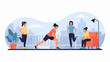 © Germo - Women exercising on a balcony with city skyline background