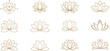 © PUTUL - Set of elegant lotus flower line art vector icons decorative floral symbols collection isolated minimal design