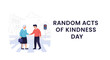 © Fasuga - Illustration of a young man assisting an elderly woman across a crosswalk on Random Acts of Kindness Day with a vector icon style, conveying appreciation and empathy in a simple, colorful