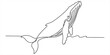 © DCB Line Stocker - Minimalist continuous line drawing of a humpback whale breaching out of the ocean water Vector, illustration