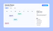 © 24 std - Weekly Calendar Planner Dashboard UI with Tasks and Events. Clean calendar planner interface with week view schedule and a task checklist. Modern productivity dashboard for planning. Vector UI, UX