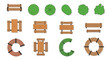 © SHANTI - Top down view of various park elements including benches trees and flowerbeds