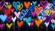 © wu - Dynamic graffiti background with hearts, great for digital displays, event promotions, storytelling, and creative backdrops. The generative art inspires creativity and urban energy in design.
