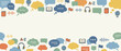 © TONMOYKUMAR - Panoramic Vector Banner for Language Learning and Education Featuring Colorful Speech Bubbles, Books, Globes, Headphones, and Flags on a Clean Background with Copy Space for Custom Text.