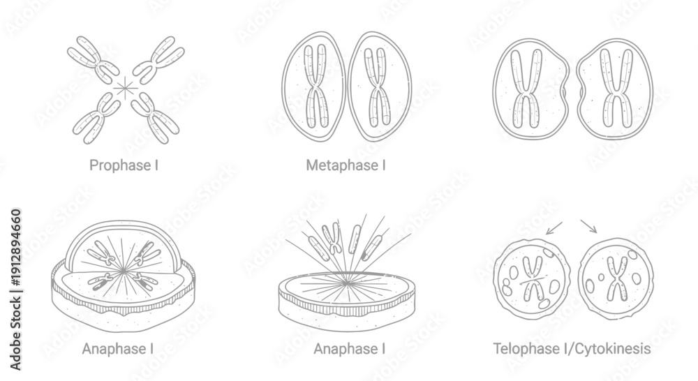 Meiosis I Stages: Prophase, Metaphase, Anaphase, Telophase - Cell ...