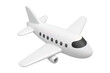 © Dazz - Playful 3D cartoon white airplane flying, cute minimalist toy jet icon, isometric illustration isolated on transparent background, png