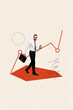 © deagreez - Art pop collage of person worker stand walk with graphs on pastel background