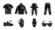 © nurjahan - Stylized icons depicting futuristic clothing and tech accessories in black