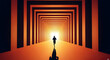 © Sugiri80 - Silhouette of a Person Running Towards the Light at the End of a Tunnel.