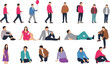 © Gauranga - Collection of flat people characters in various poses walking sitting lying and standing isolated on white background for architectural visualization