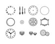 © Влада Яковенко - Clock face elements. Line icon set of Clock face elements: roman numerals, clock hands, ticking second hand, -hour dial, minute markers,