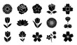 © MdAshik - Black flower icon set vector floral silhouettes decorative elements isolated on transparent background