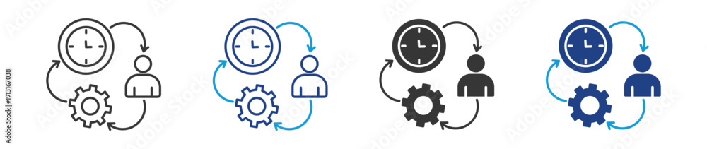 attendance & time management icon set multiple style collection Stock ...