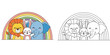 © MdAbdul - Cute Cartoon Animals under Rainbow - Lion, Rabbit, and Elephant Coloring Page