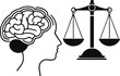 © MST Rohima - Minimal black and white vector illustration of artificial intelligence brain on one side and justice scale on the other, clean bold outline, flat design, isolated on white background 1