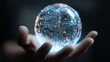 © Touhidul - Person holding a glowing orb featuring circuit board design on a dark backdrop