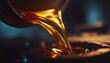 © Oleksiy - Close-up, high-angle shot of motor oil being poured into an engine, capturing the fluid motion. Ideal for a video on car maintenance.