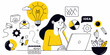 © Dipa - Woman brainstorming ideas with a laptop and creative visual elements