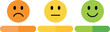 © Shahajan - Three cartoon faces showing different emotions with corresponding colored bars icon symbol