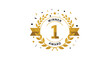 © Popu - A golden winner award badge with the number '1' inside a circle, framed by a laurel wreath, ribbons, and falling confetti.