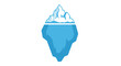 © Popu - An abstract illustration of an iceberg showing both the small portion above and the much larger submerged part below the water line.