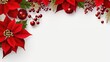 © we3_food - Festive Christmas Poinsettia Border with Red Berries and Green Leaves